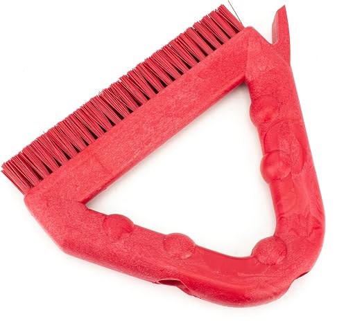 SPARTA Plastic Commercial Grout Brush, Triangle-Shaped Scrub Brush with Scraper and Two Threaded Holes for Attaching Handle (Sold Separately), 9 x 7 x 7 Inches, Red