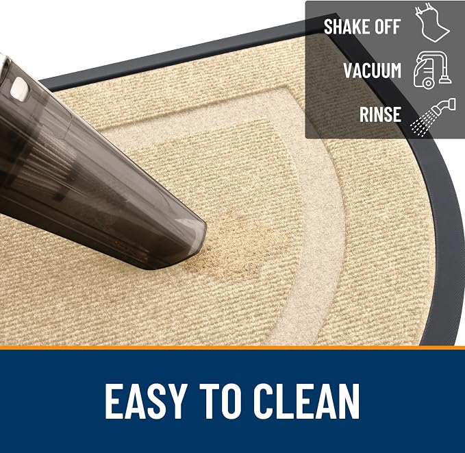 OLANLY Half Circle Front Door Mat Outside 47x23 All-Season Rubber Doormat | Beige, Absorbent, Heavy-Duty, Stain and Fade Resistant, Waterproof Non-Slip Backing, Low-Profile Indoor Outdoor Entryway Mat