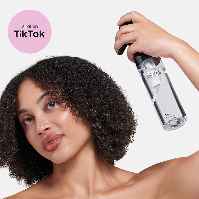 TANGLE TEEZER Fine Mist Spray Bottle, Refillable, 10.1 oz, Black | Reusable, refillable fine-mist continuous spray bottle; evenly distributes water or product to refresh, detangle & style hair