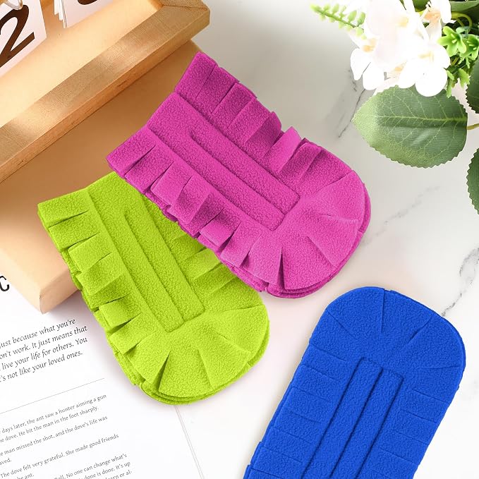 Zubebe 3 Pcs Reusable Duster Refills Fleece,Rose Red,Green, Blue | Soft Polyester Fiber Flat Duster Refill Multi Surface Washable Cleaning Pad Tools for Home, Blinds, Car, Pet, Furniture, Fans