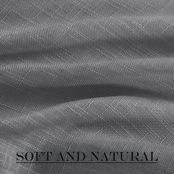 NICETOWN Sidelight Curtain for Front Door - French Door Curtain | Sheer French Panel with Tieback Linen Textured Window Cover (Dark Grey, 30 inches Wide x 72 inches Long, 1 Piece)