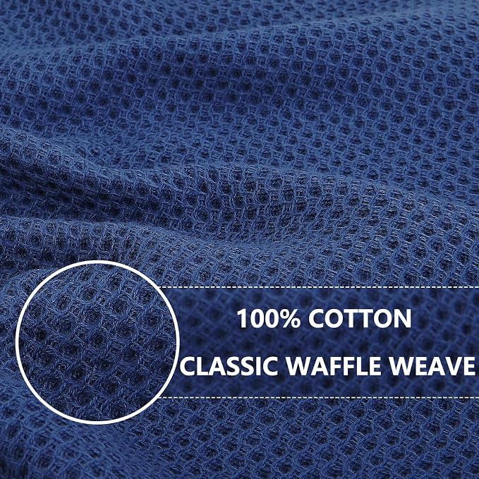 Homaxy 100% Cotton Oversized Waffle Weave Kitchen Towels 4-Pack, Navy Blue | 20 x 28 Inches, Ultra Soft Absorbent Dish Towels, Quick Drying Large Cleaning Towels