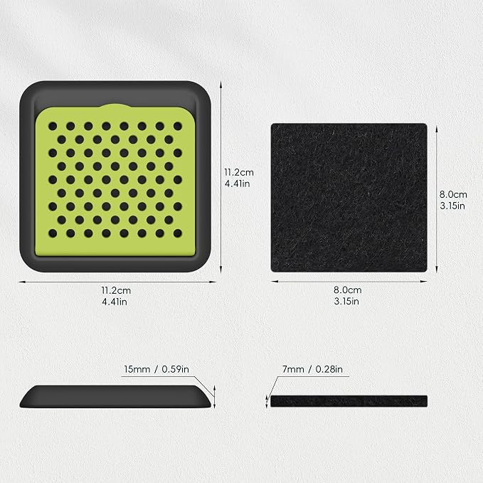 EKO Trash Can Deodorizer Filter Kit with Case, 2-Pack | Activated Charcoal Refills, Powerful Odor Absorption, Long-Lasting Freshness, Compact Size, Easy Installation