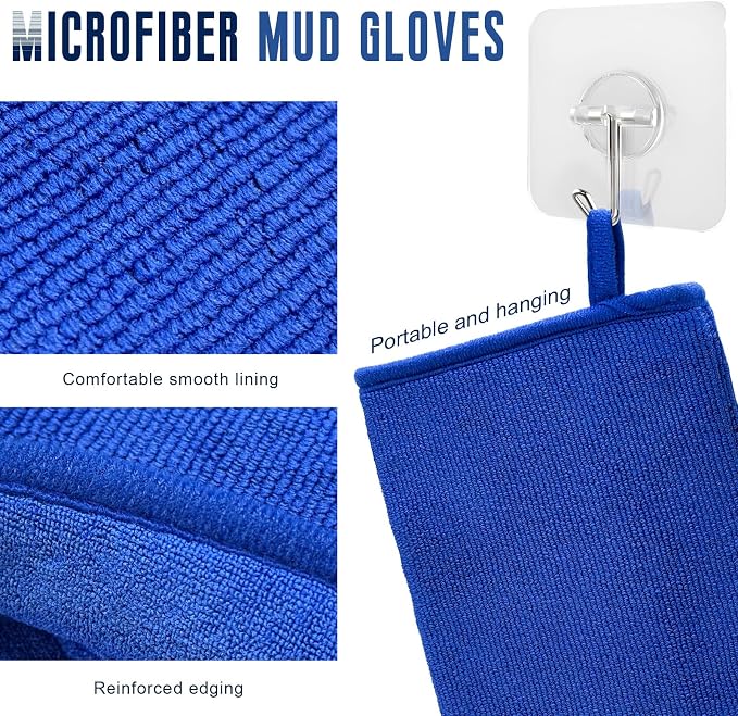 2 PCS Car Clay Mitt, Anti-Scratch Microfiber Auto Detailing and Polishing Clay Towel, Reusable Cleaning Clays Bar Glove for Cars SUVs Motorcycles, Car Accessories (Blue)