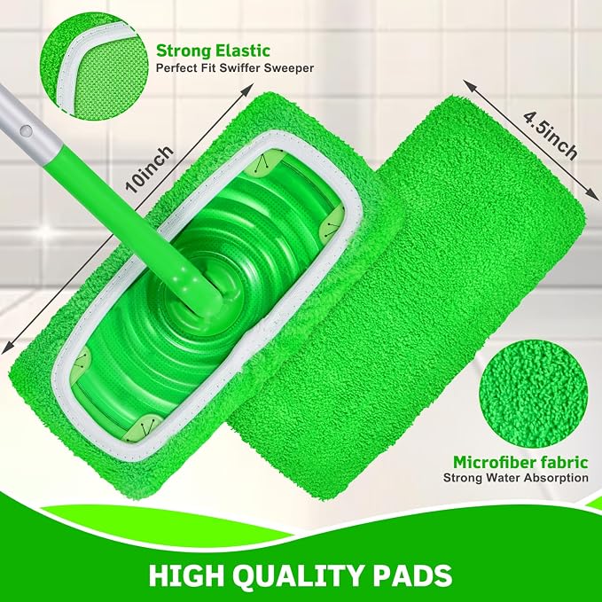 AmaVins Microfiber Mop Pads, 8Pcs Reusable for Sweeper Mop | Wet Mopping & Dry Sweeping, Washable, for Hardwood & Multi-Surface Floors, Durable Microfiber, Easy Cleaning Refills