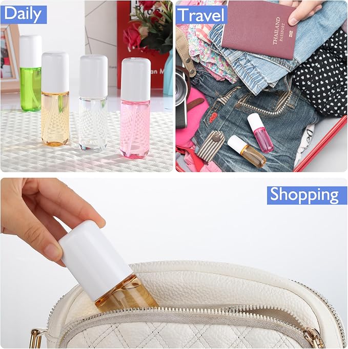 Small Spray Bottles 4Pack 40ml Fine Mist TSA Travel Size Toiletries | 1.35oz Empty Mini Spray Bottles Refillable Plastic Travel Bottle Set for Hair, Face Toner, Plants, Cleaning