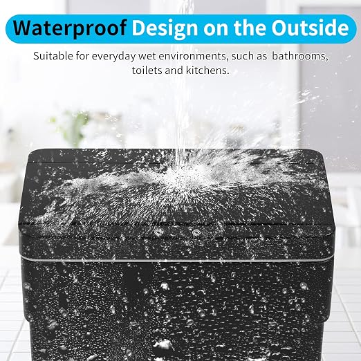 BLKMTY 13 Gallon Plastic Trash Can with Lid, Black, 50 Liters | Motion Sensor Garbage Can, for Kitchen, Home, Office, Bathroom