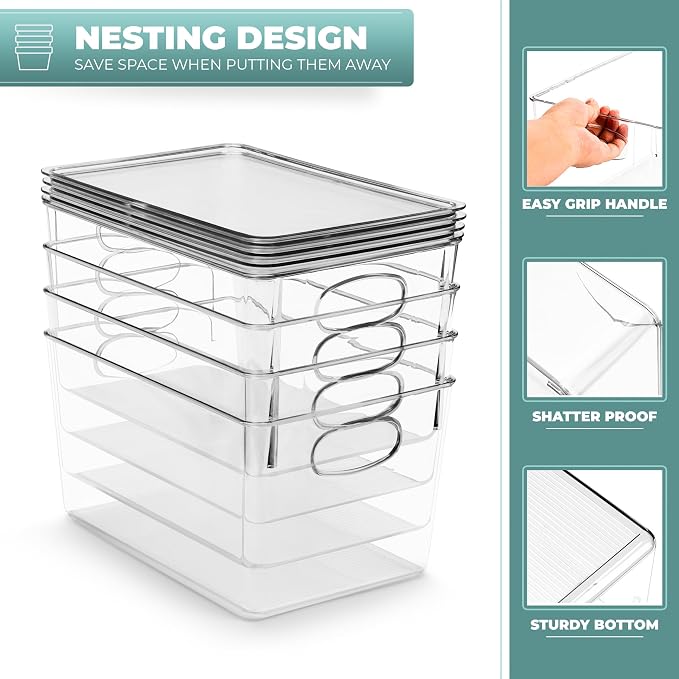 Sorbus Clear Toy Storage Bins with Lids, Stackable (Large, 2 Pack) | Lidded organization keeps food, household items and art supplies contained in closets, bathrooms and home spaces.