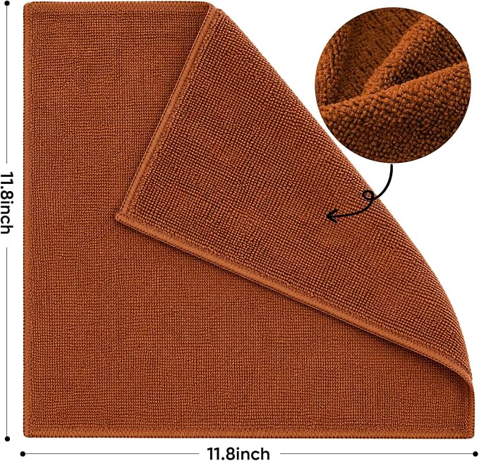 TEAWOO 10 PCS Brown Microfiber Cleaning Cloths, Assorted Cleaning Rags | Microfiber Towels, Car Towels, Kitchen Towels, Bathroom Towels, Household Cleaning, 11.8"X11.8"