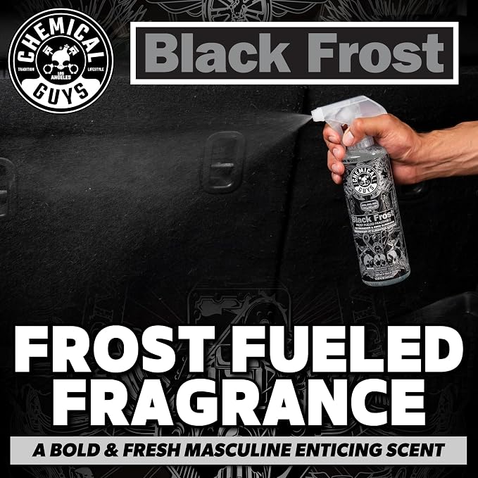 Chemical Guys, Black Frost Air Freshener & Odor Neutralizer Spray, 16 oz | Crisp, bold scent refreshes interiors while neutralizing odors, adjustable spray for cars, home or garage