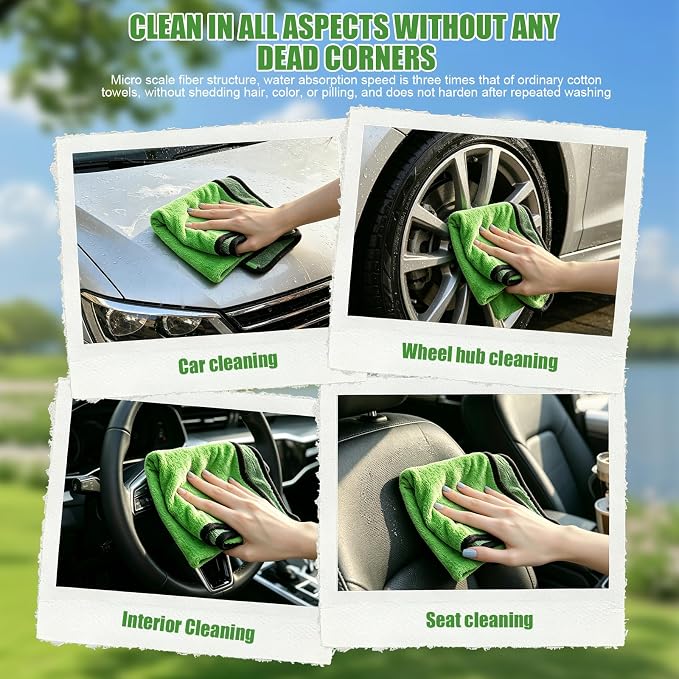 4PCS Microfiber Cleaning Cloth - Premium Microfiber Towels & Chamois Cloth