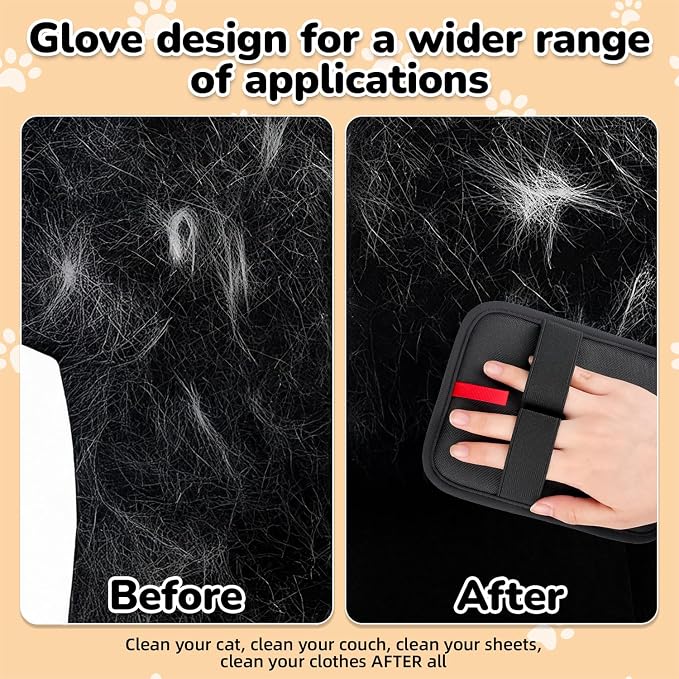 2Pcs Pet Hair Remover, electrostatic pet Hair Removal Gloves, cat and Dog pet Hair Removal Tools, Suitable for Bed Sheets, Blankets, Clothes, Sofas, Multi-Functional Beauty Gloves