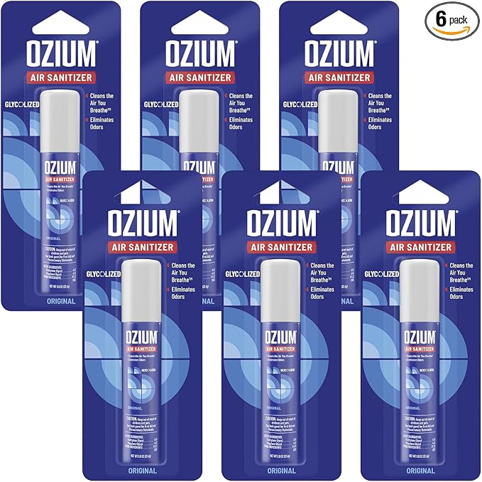 Ozium 0.8 Oz. Air Sanitizer and Odor Eliminator Spray | For Homes, Cars, Offices and More, Original Scent, Pack of 6