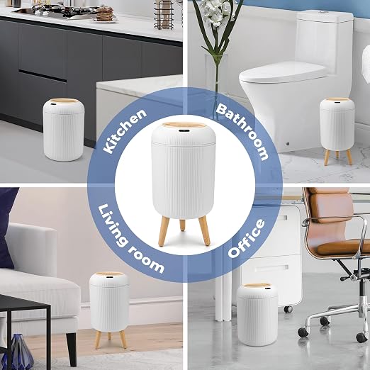 Pukomc Smart Sensor Wastebasket, Convenient and Hygienic Easy to Use | Technology Sensor Waterproof Wastebasket Plastic Trash Can for Kitchen, Bathroom, Bedroom, Living Room, Office and Outdoor