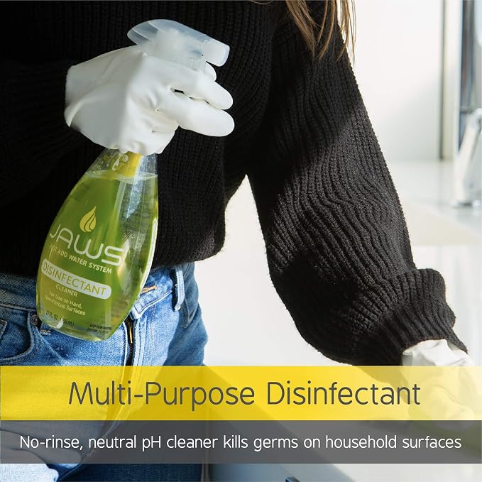 JAWS Ultimate Cleaning Kit, Multi-Surface Spray & Refill Pods, 6 Formulas | Ideal for Kitchen, Glass, Shower, Granite, Hardwood Floors & Disinfecting. 6 Reusable Bottles, 2 Concentrated Cartridges Each