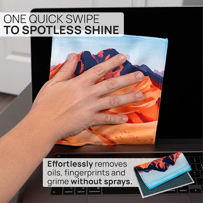 Microfiber Wholesale Quick Cloth Glasses Cleaning Cloths 8x8 Desert 1-Pack | with Case | Double-Sided Lens Cleaner for Eyeglasses, Camera, Screens & Glass | Reusable Microfiber Glass Polishing Cloths