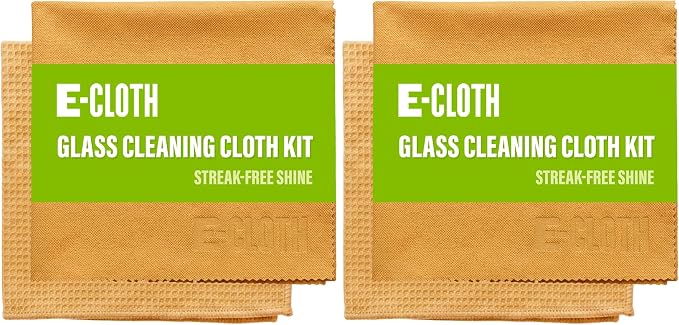 E-Cloth Microfiber Window Cleaning Cloth Kit - Glass Cleaning Cloth for Windows,Mirrors,Cars,Lenses,Eyeglasses,& More,Streak Free Clean,Machine Washable Reusable Towel - Tangerine Orange,(Pack of 2)