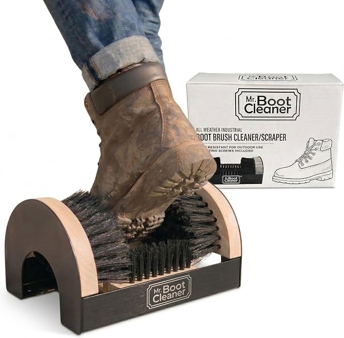 Heavy Duty Boot Cleaner Scrubber, for Mounted or Portable Use, Wood | Mr. Boot Cleaner Boot/Shoe Scraper, Use Indoors or Outdoors, Suitable for Home or Commercial Sites, Includes Hardware