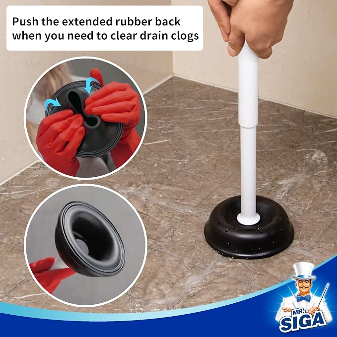 MR.SIGA Toilet Plunger with Holder, Plungers for Bathroom Heavy Duty, White | Automatic lid design, sturdy long handle, heavy duty toilet plunger and holder set, toilet clog remover