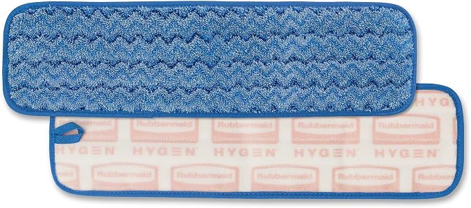 Rubbermaid Commercial Products Mop Head for Microfiber Damp Mop, 18-Inch, Blue, Heavy-Duty Single Sided Cleaning Cloth for Hardwood/Tile/Laminated Floors in Kitchen/Lobby/Office