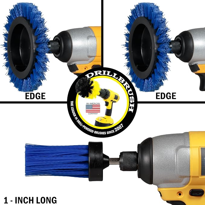 Crevice Cleaning Brush for Electric Drill - Small Power Scrubber for Grout | Drillbrush Boat Detailing Kit for Cordless Drill - Power Swimming Pool Tile Cleaner Brush Set - Spin Scrubber Attachment