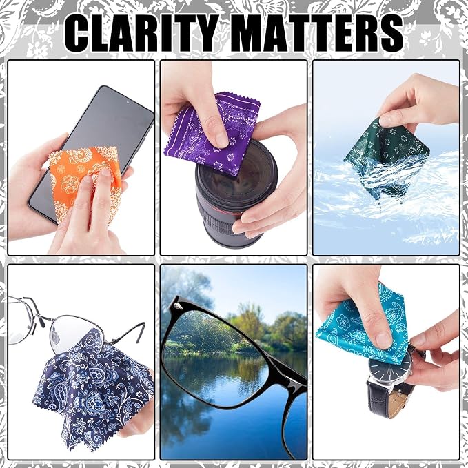 Copkim 24 Pcs 6 x 6 Inch Glasses Cleaning Cloth,Mandala | Elegant Flowers Design, Mandala Multicolor Microfiber Lens Wipe, Reusable Eyeglasses Wipe, Camera Len Cell Phone Screens