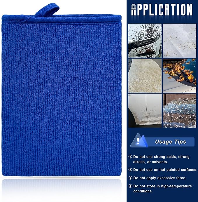 2 PCS Car Clay Mitt, Anti-Scratch Microfiber Auto Detailing and Polishing Clay Towel, Reusable Cleaning Clays Bar Glove for Cars SUVs Motorcycles, Car Accessories (Blue)