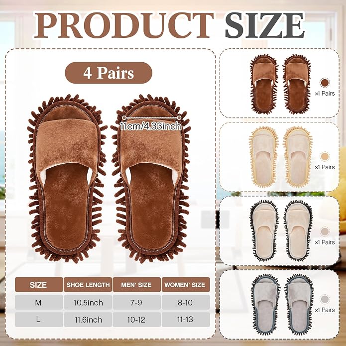 Jecery 4 Pair Microfiber Mop Slipper