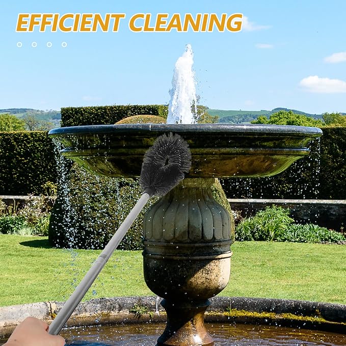 Yardwe Fountain Duty Brush Inch Outdoor with Long 31.5 Cleaning Stainless Steel Handle and Heavy Multi-Purpose Tool for Removal and High Gutter Roof Debris Ceiling
