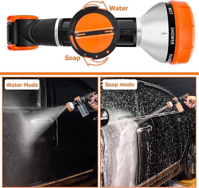 Upgrade Dog Washing Hose Attachment Soap Dispenser | Dog Wash Hose Attachment with Pet Bath Brush | Car Wash Mitt | Dog Comb for Showering Pet (Hose Not Include)