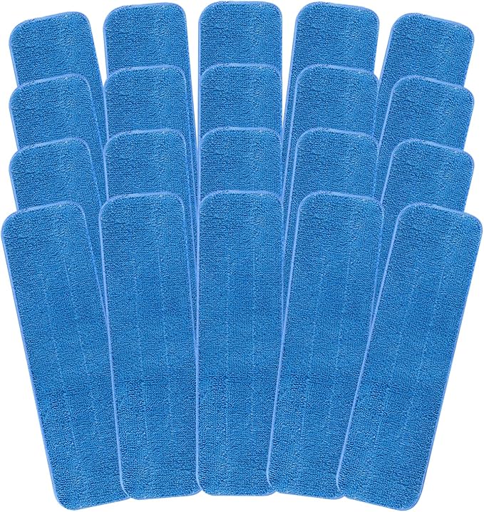 GEMLORD 20 Pieces Microfiber Cleaning Pads Compatible with Bona Mop, Washable and Reusable 18 Inch Mop Pad Refills for Hardwood, Tile & Multi-Surface Floors