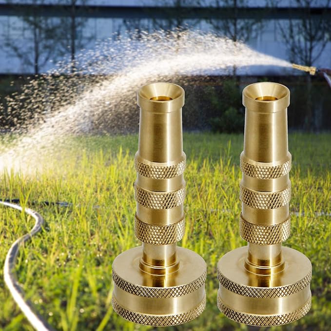 ATDAWN Brass Hose Nozzle, Heavy-Duty Brass Adjustable Twist Hose Nozzle, 2 Pack (3")
