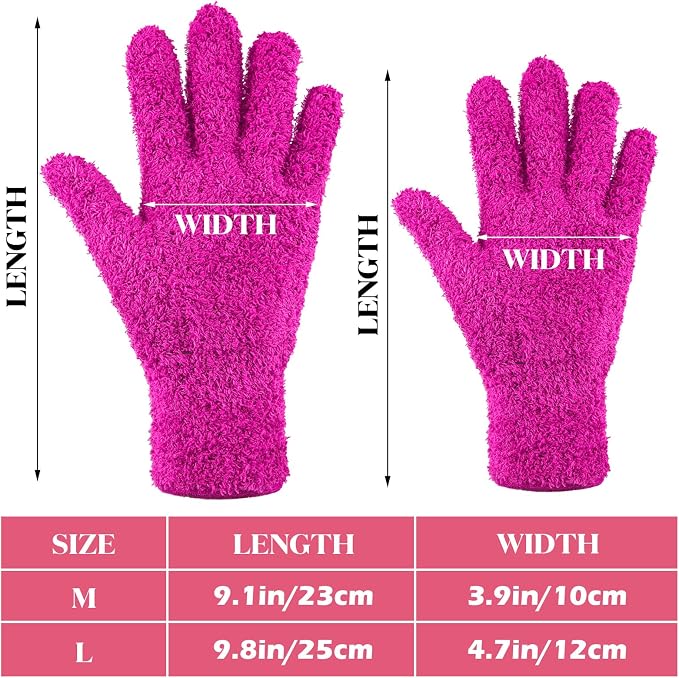 Patelai 3 Pairs Microfiber Dusting Gloves for Plants Leaf, Large | Purple, Blue, Rose Red,Plant Cleaning Gloves, Reusable Washable Gloves,House Furniture Blinds Dusting