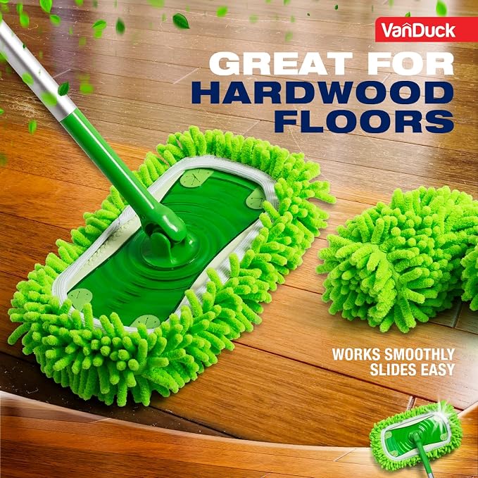 VanDuck Reusable Microfiber Dust Mop Refill for Swiffer Sweeper (6-Pack) | Mop not included, reusable microfiber floor duster, pet hair & dust replacement pads