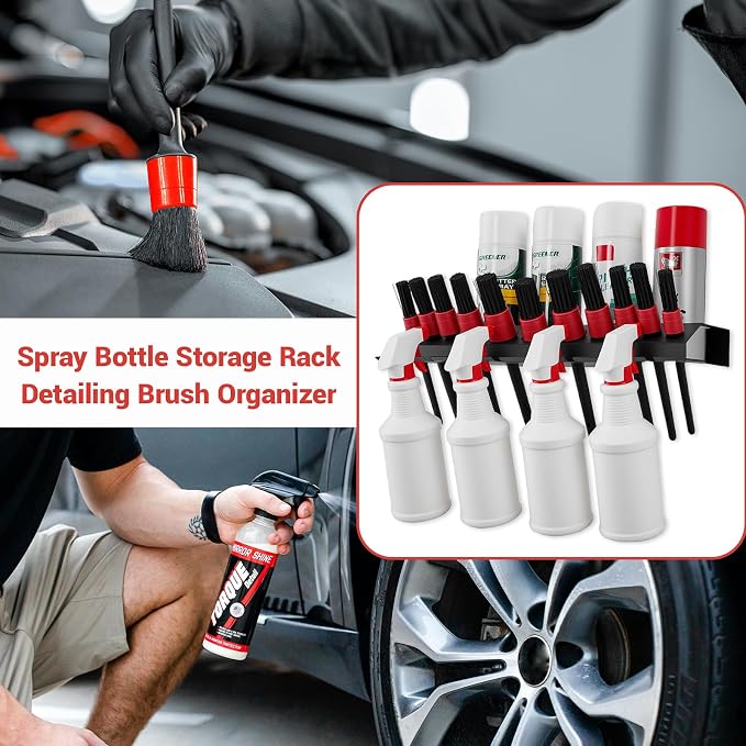 Car Detailing Brush Storage Rack Detailing Spray Bottle Holders Wall Mount | Metal Spray Can Car Cleaning Brush Organizer Bottle Hanger for Car Beauty Shop Accessory Display Auto Repair Shops Garages