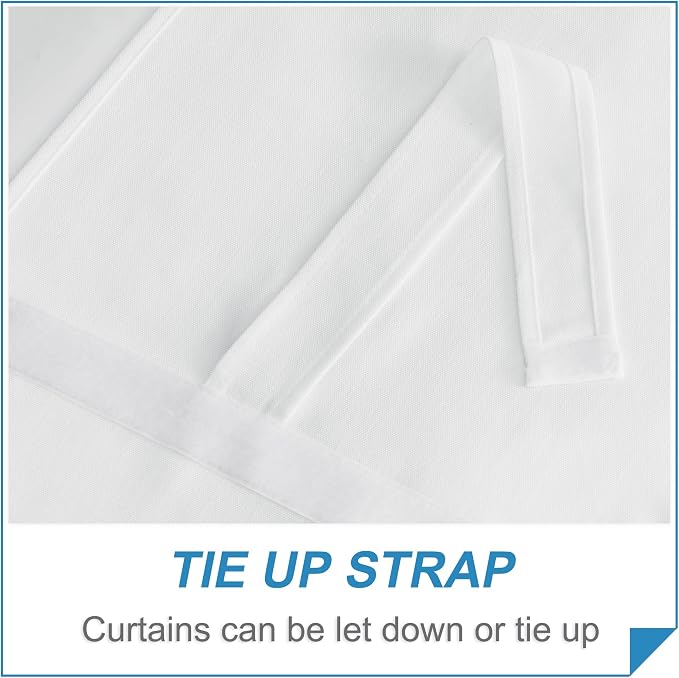 RYB HOME Faux Linen Side Door Curtain - Privacy Window Curtains for Patio French Door Front Door Sidelight Curtain Tie up Shade, 1 Piece, 12W x 72L Inches, Pure White