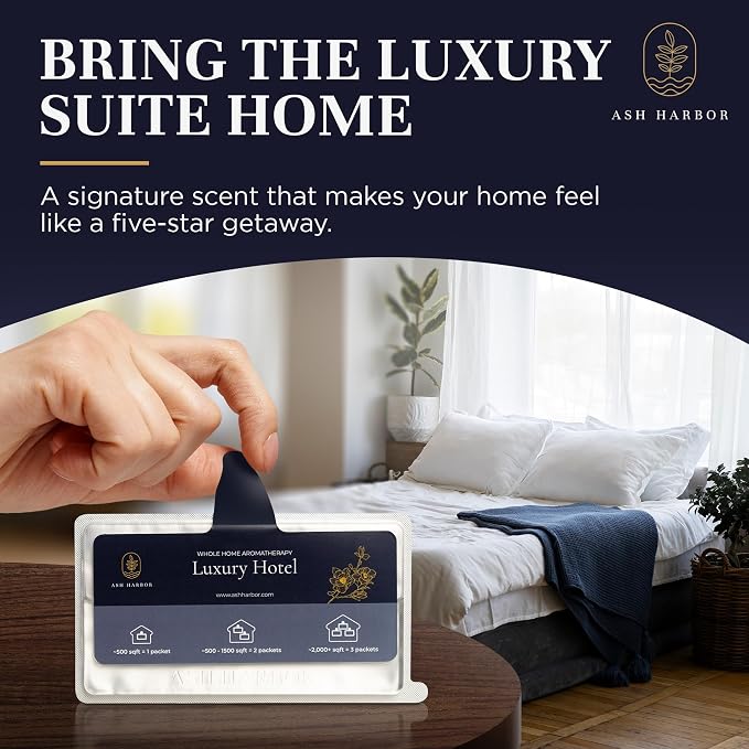 Ash Harbor Luxury Hotel Whole Home Air Freshener System - Whole House Air Freshener for HVAC Filter - Scented Filters for Home - HVAC Duct Odor Eliminator - Filter Fresh 6 Pack