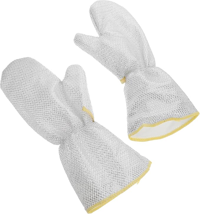 Abaodam 2pcs Long Cuff Wire Protective Gloves Heat Resistant Waterproof Dishwashing Gloves for Kitchen Cleaning and Oil Resistant Use