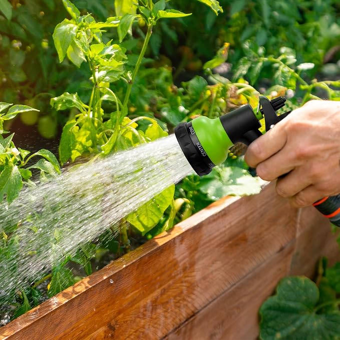 NEXCOVER Garden Hose Nozzle Sprayer - 7 Adjustable Watering Patterns Nozzle for Water Hose, Non-Slip Garden Spray Nozzle for Car Washing, Watering Plants, Pets Showering, Lawns Cleaning, Green