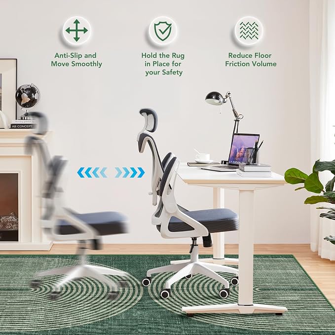 Office Chair Mat for Hardwood Floor&Tile Floor,48"X 60"-Geo Green | Heavy Duty Desk Chair Mat for Hard Floors,Under Desk Rug for Rolling Computer Chair,Anti Slip,Low Pile Carpet Floor