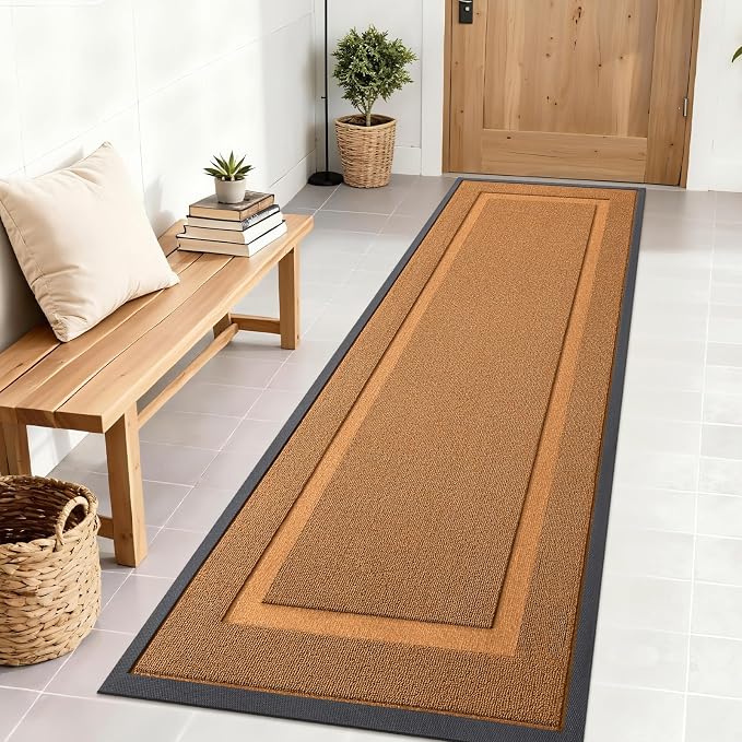 OLANLY Front Door Mat Outside 71x23, All-Season Heavy-Duty Rubber Doormat | Tangerine Orange, Absorbent, Stain and Fade Resistant, Non-Slip Backing, Low-Profile Indoor Outdoor Floor Mat for Entryway