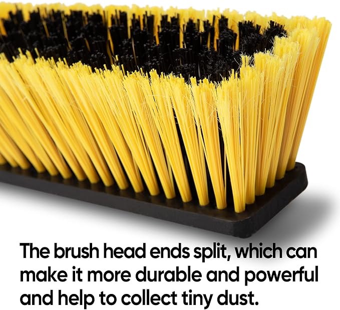 Yocada 24 inch Push Broom Brush 65.3 inch Long Stiff Bristles Heavy-Duty | Outdoor Commercial Broom for Cleaning Bathroom Kitchen Patio Garage Deck Concrete Wood Stone Tile Floor