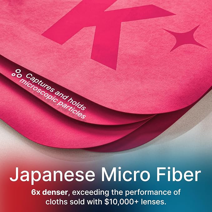 Koala Lens Cleaning Cloth | Japanese Microfiber | Pink & Orange (Pack of 2) | Glasses Cleaning Cloths | Eyeglass Lens Cleaner | Eyeglasses, Camera, VR/AR Headset, and Screen Cleaner | Washable & Reusable