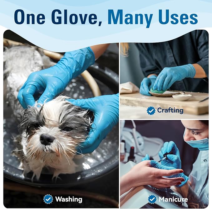 Food Safe Disposable Gloves Latex Free, Blue | Food Grade Nitrile Rubber Gloves, Latex-Free Powder-Free for Food Prep, Cooking, Household Cleaning