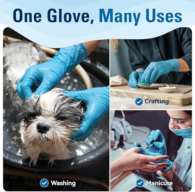 Food Safe Disposable Gloves Latex Free, Blue | Food Grade Nitrile Rubber Gloves, Latex-Free Powder-Free for Food Prep, Cooking, Household Cleaning