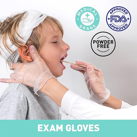 OKIAAS Clear Vinyl Disposable Gloves, Latex-Free, Powder-Free | Food Safe, Bulk of 200 Count Disposable Gloves for Food Prep, Cooking, Cleaning, Hair Dye, Kitchen