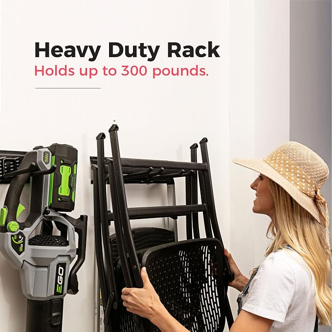 Garage Tool Organizer Wall Mount - 48 inches - Sturdy Storage Rack with Adjustable Hooks, Anti-Rust - Easy Installation, 300lbs Capacity - Garden Tool Organizer (03 Racks & 06 Hooks) | 300 lbs, anti-rust carbon steel, garden tool organizer & storage ra...