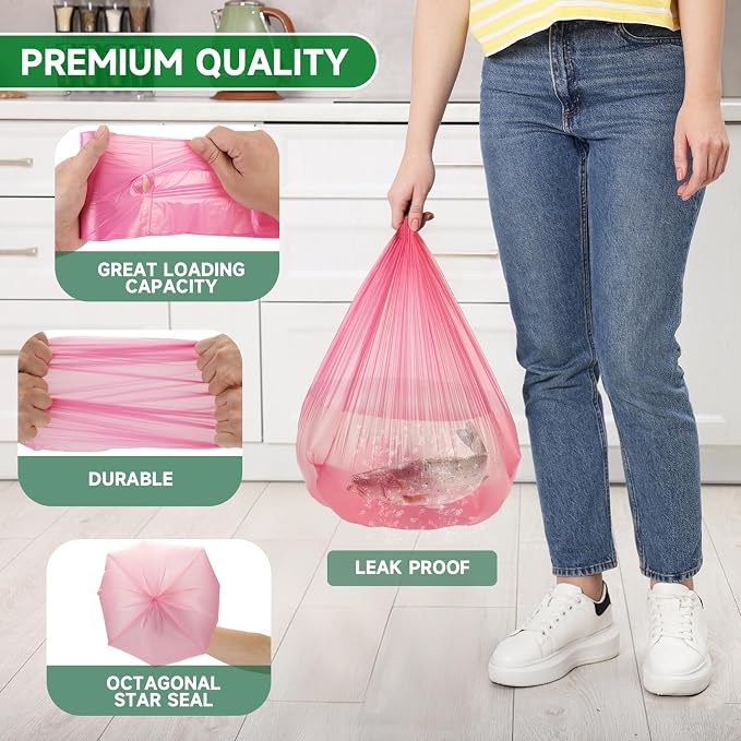 Small Bathroom Trash Bags 4 Gallon 100 Count Biodegradable | 4 Gal Colorful Mini Garbage Bags,15 Liter,Waste Basket Liners For Kitchen Office Car,Unscented,Strong,Thick