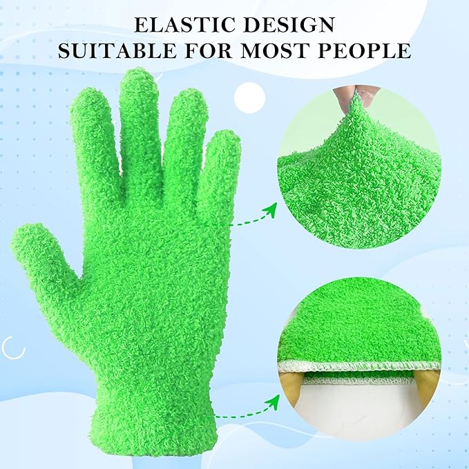 Evridwear Microfiber Plant Dusting Gloves Reusable Leaf Cleaning Glove for Houseplants,Blinds,Furniture and Small Objects