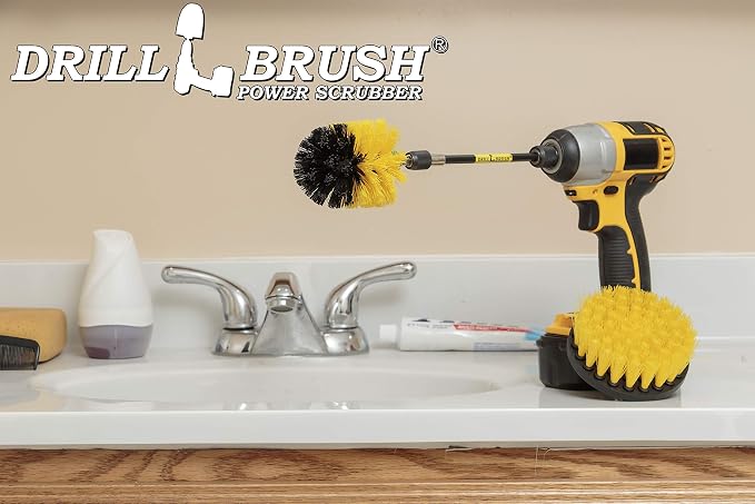 Bathroom Accessories - Bathroom Cleaning Tools - Drill Brush Attachment Set | Cleaning Supplies - Drill Brush - Grout Cleaner - Shower Cleaner - Scrub Brush for Shower - Tile Cleaning Brush - Bathtub